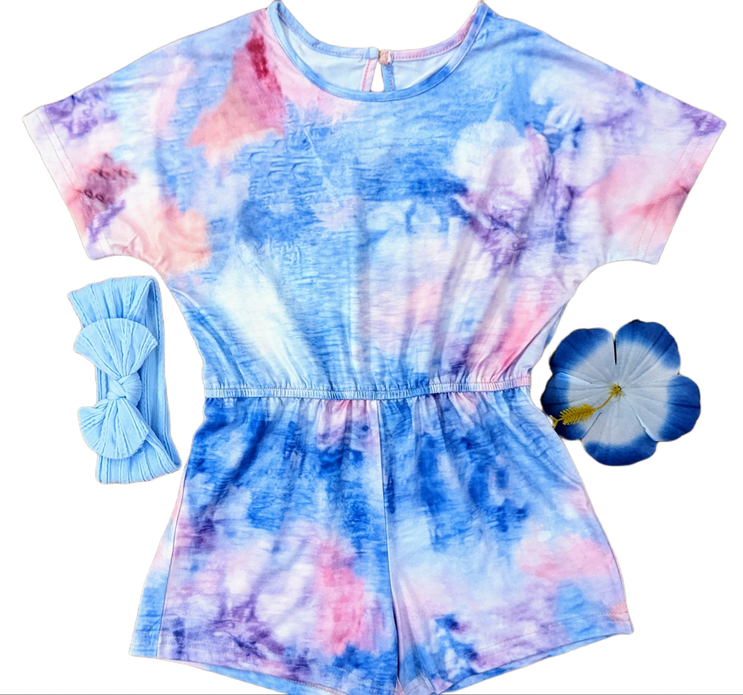 Himmelblauer Batik-Strampler für Kinder und Mädchen