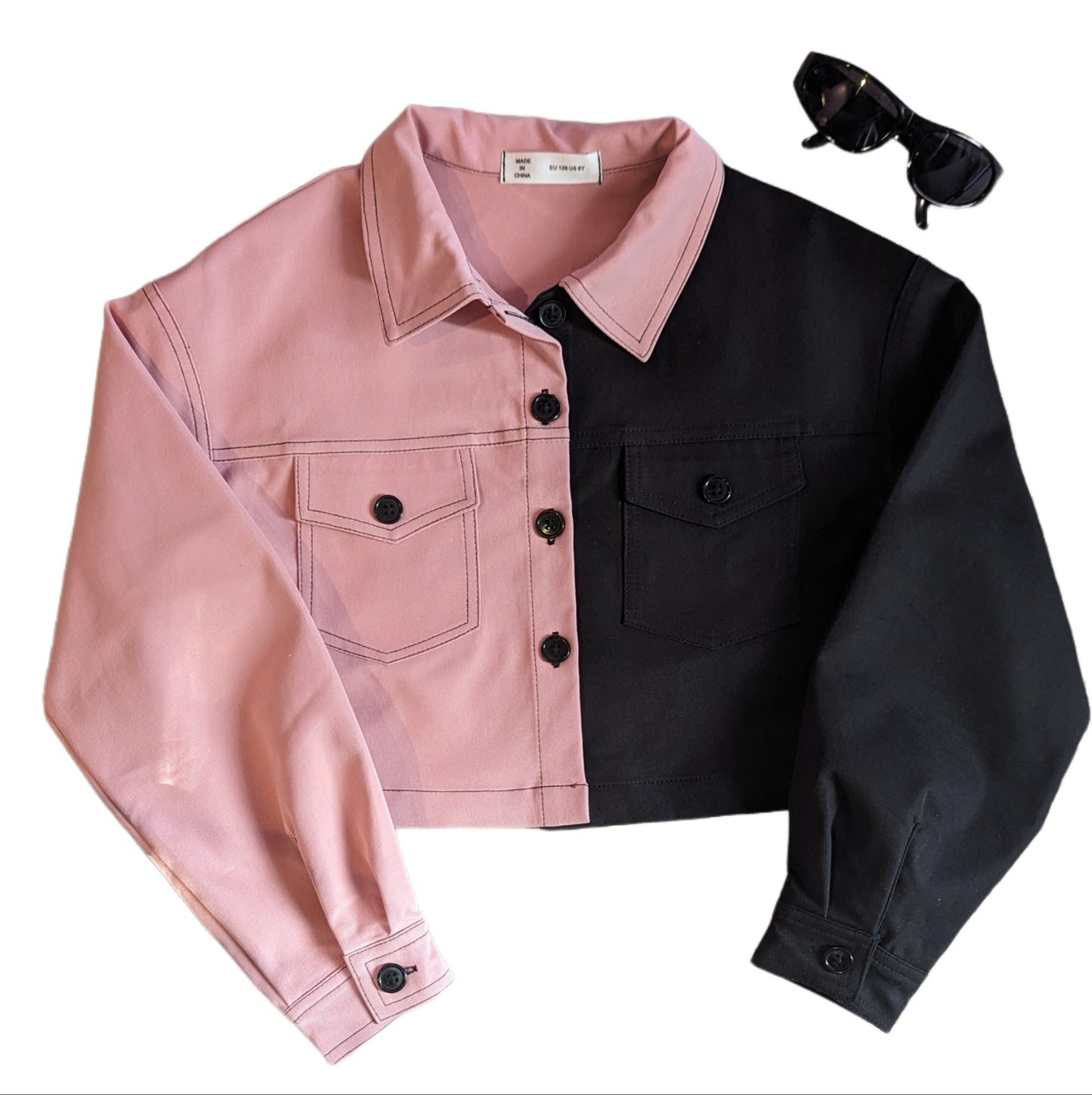 Langarm-Farbblock-Jacke für Kinder und Mädchen