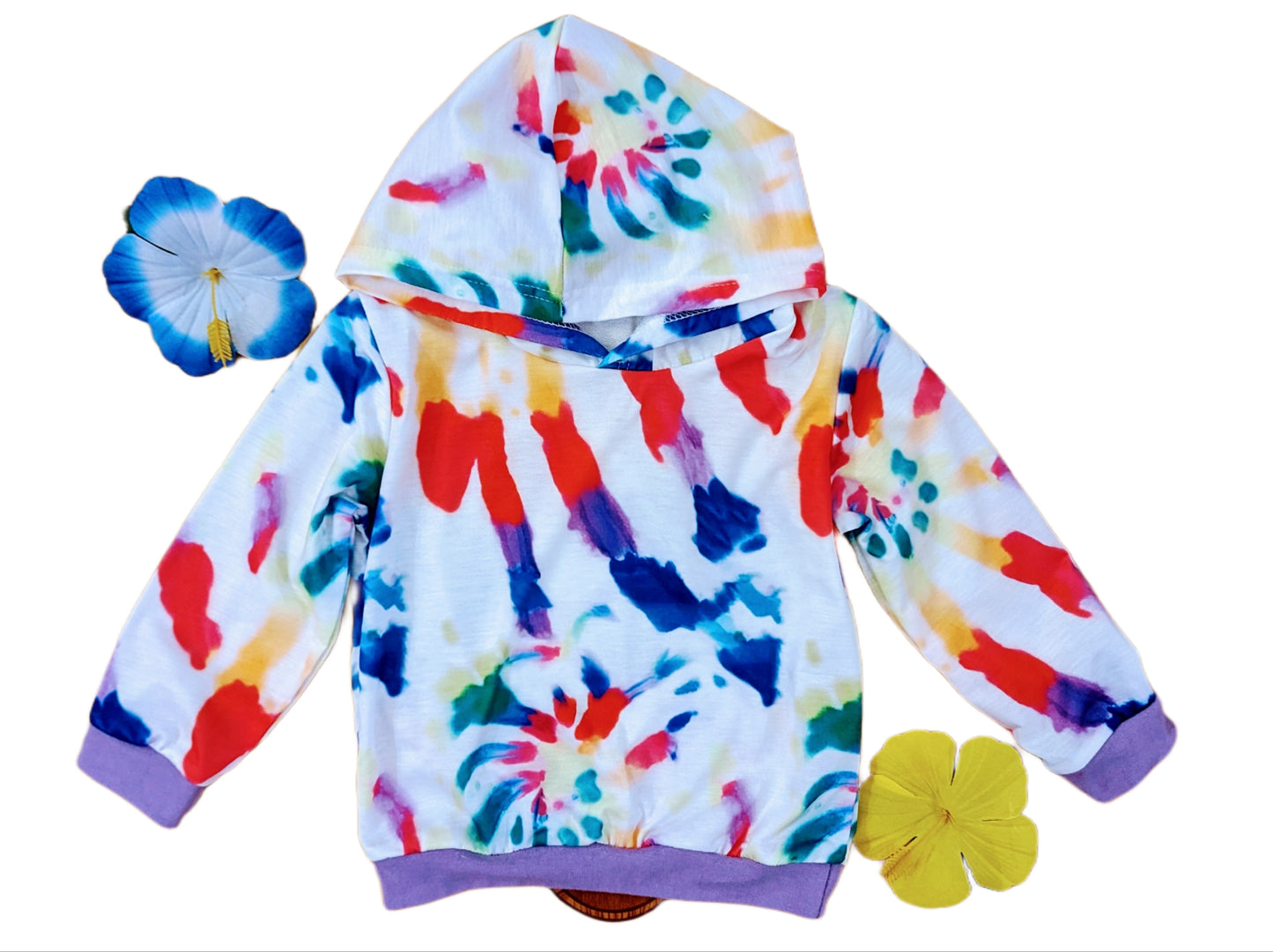 Langärmliger Kapuzenpullover mit Batikmuster für Kinder und Mädchen