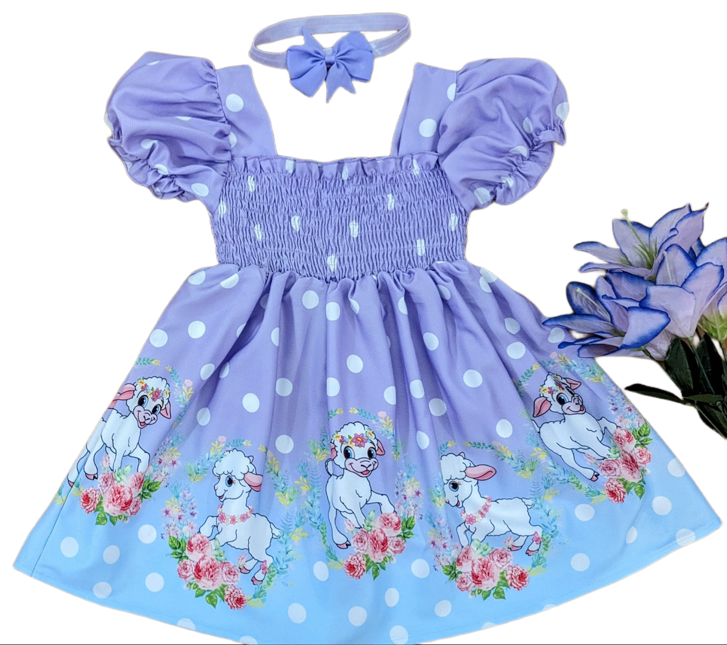 Niedliches Einhorn-Kleid mit gewebten Punkten für Mädchen