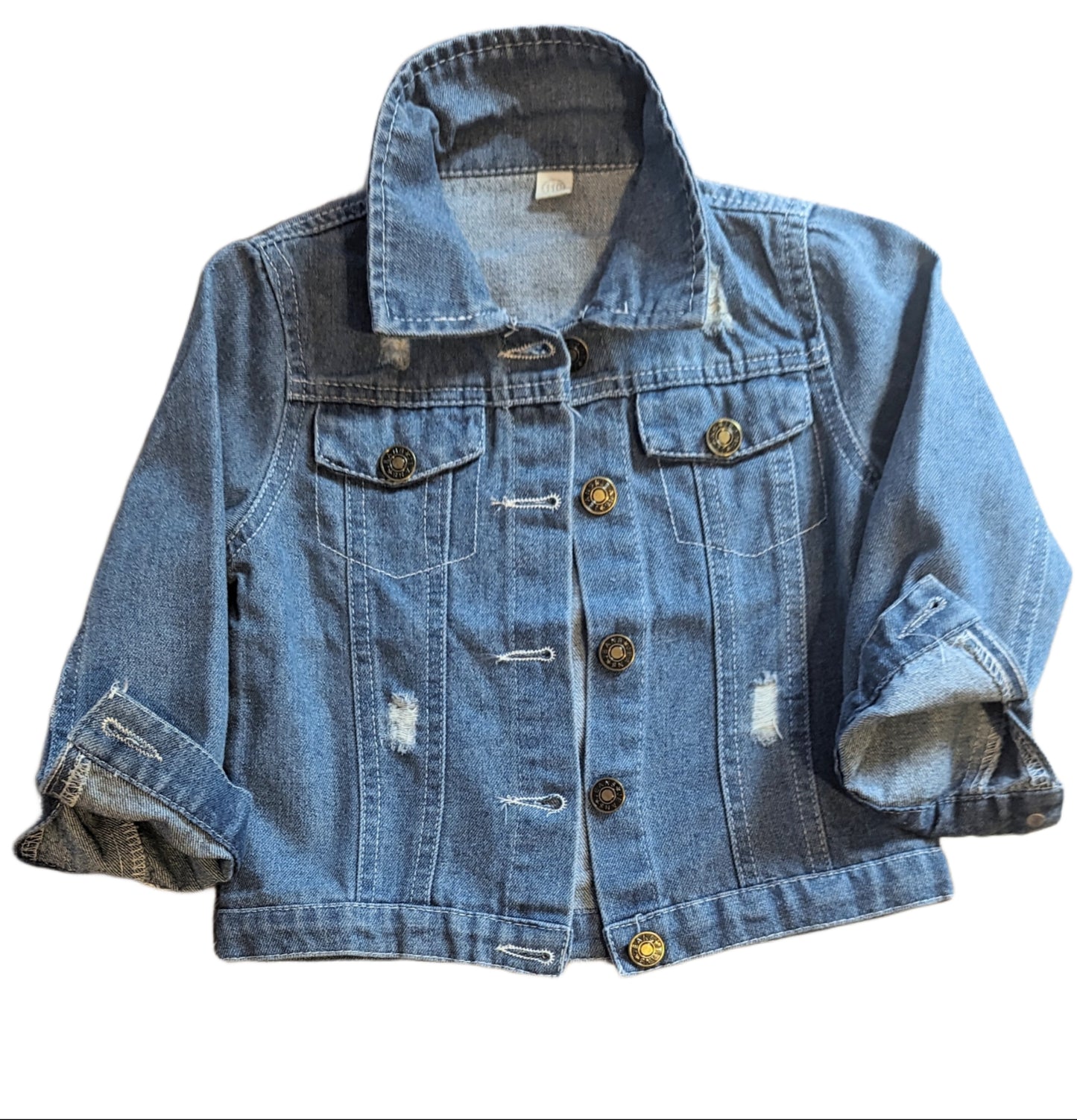 Kid Girls Unicorn Ripped Long Sleeve Denim Jacket