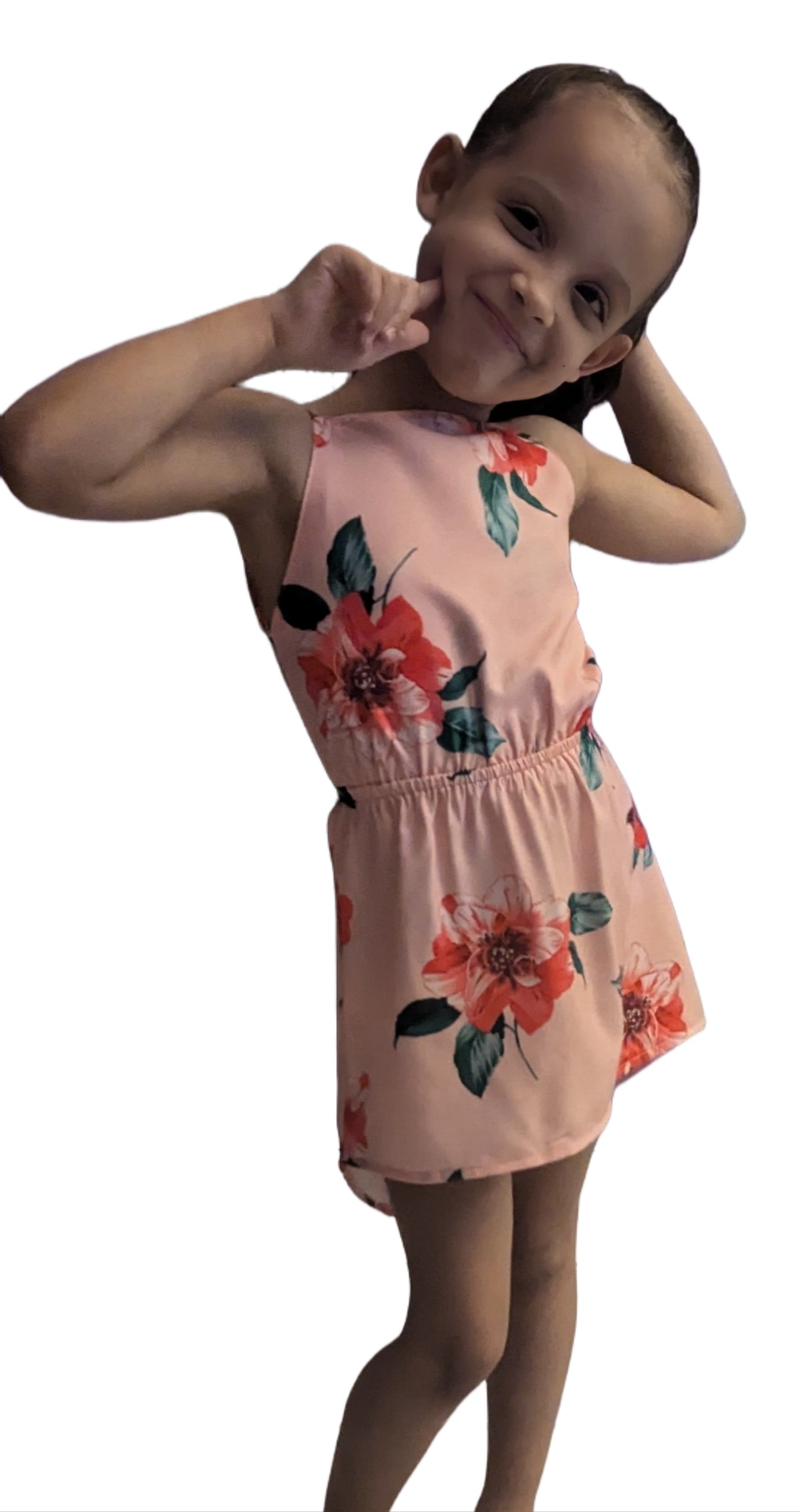 Sleeveless Backless Baby Girl Floral Print Tops