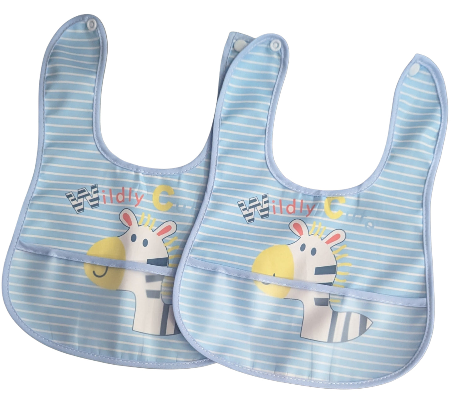 Baby Blue Zebra Waterproof Eating Bib