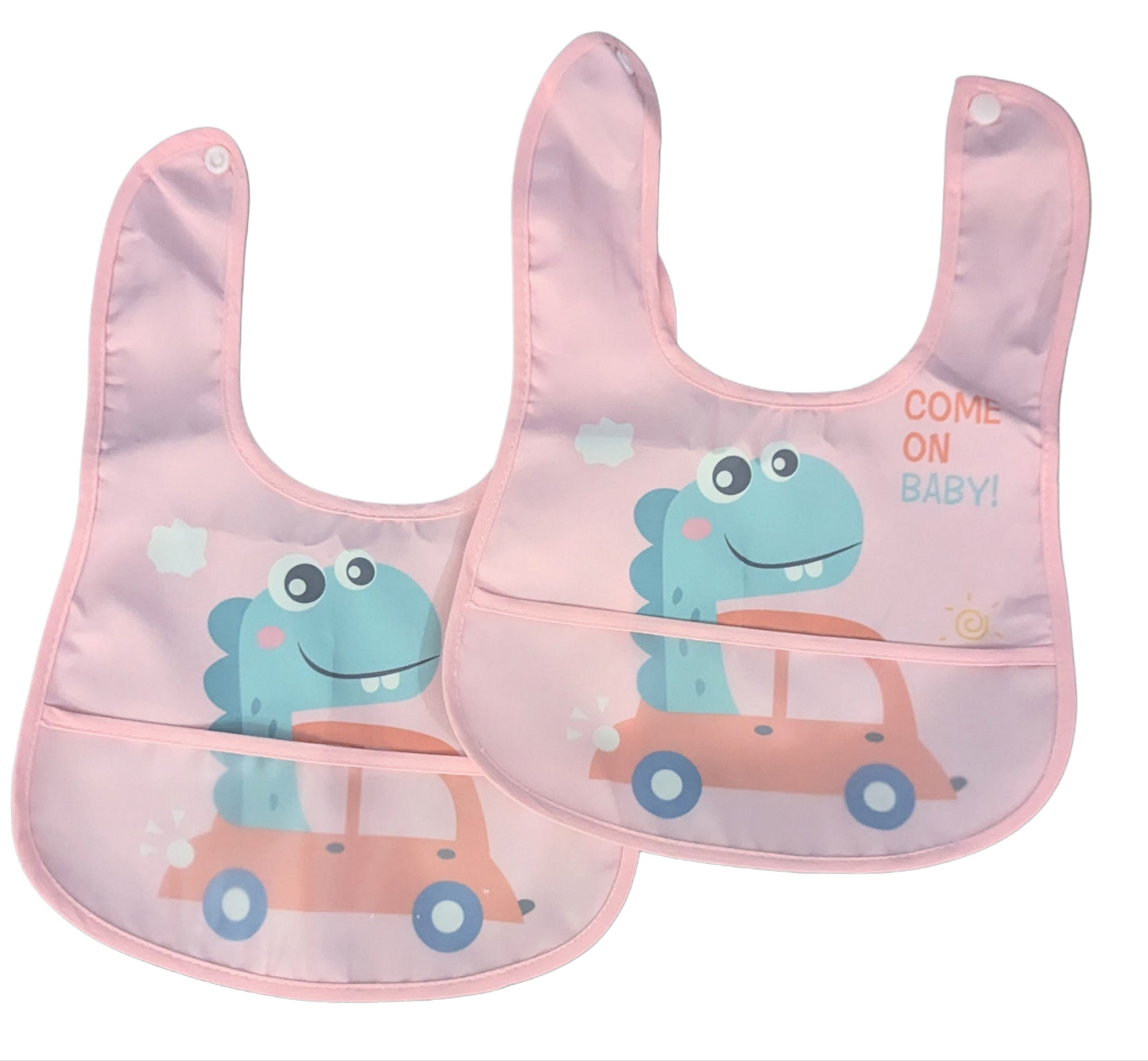 Baby Pink Dinosaur Waterproof Bib