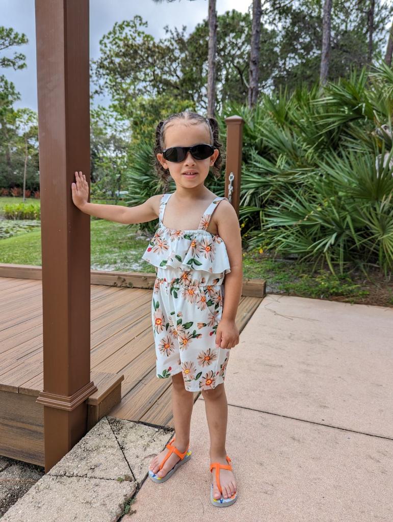 Kids Girls' Floral Orange Romper – Bright & Stylish Summer Outfit