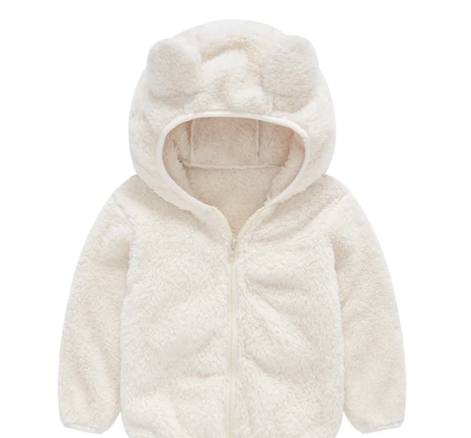 Kids Girl Fleece Wool Coat Velvet Fur with Zipper Hoodie