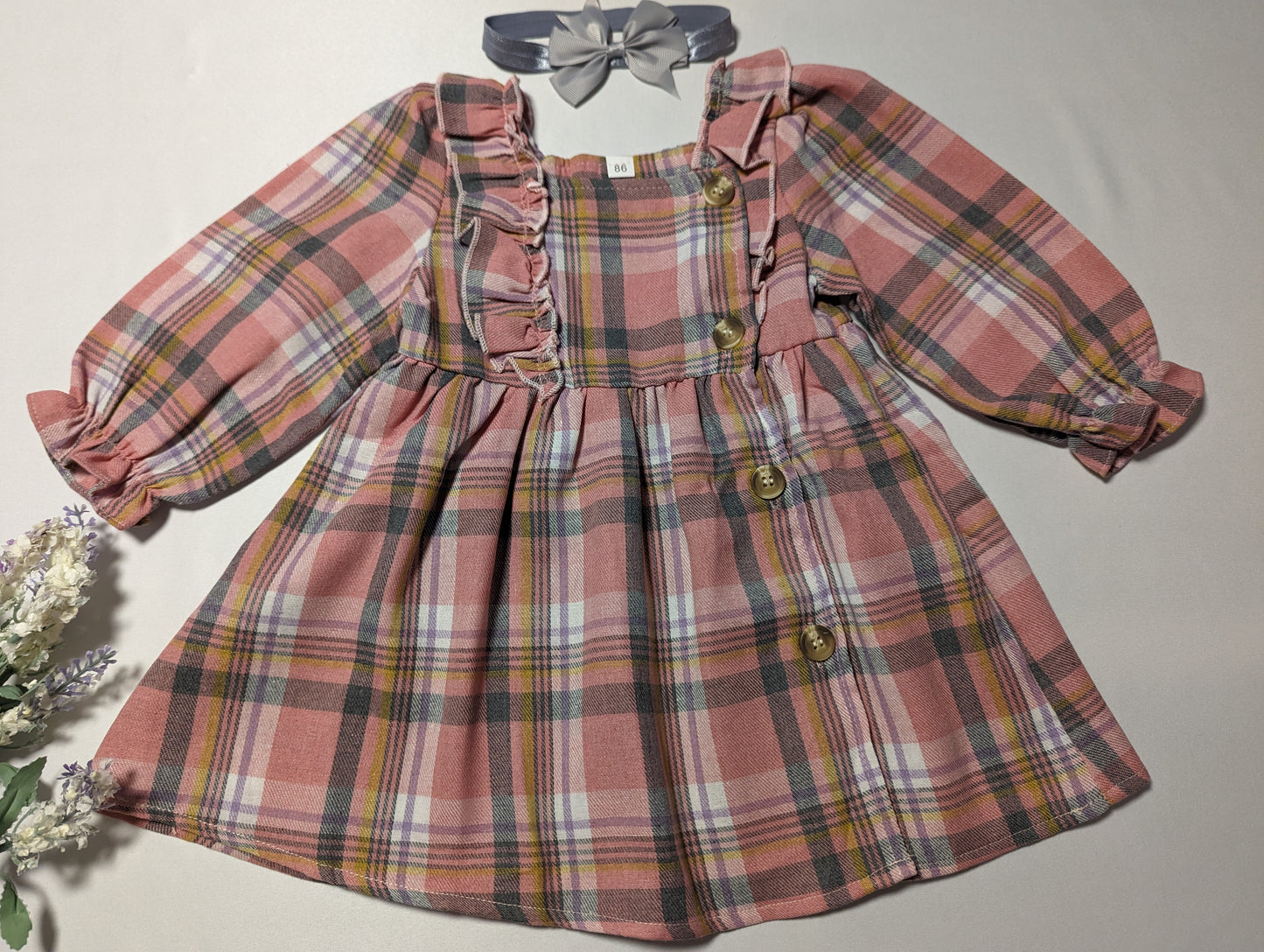 Hellrosa-graues Kleid für Babymädchen