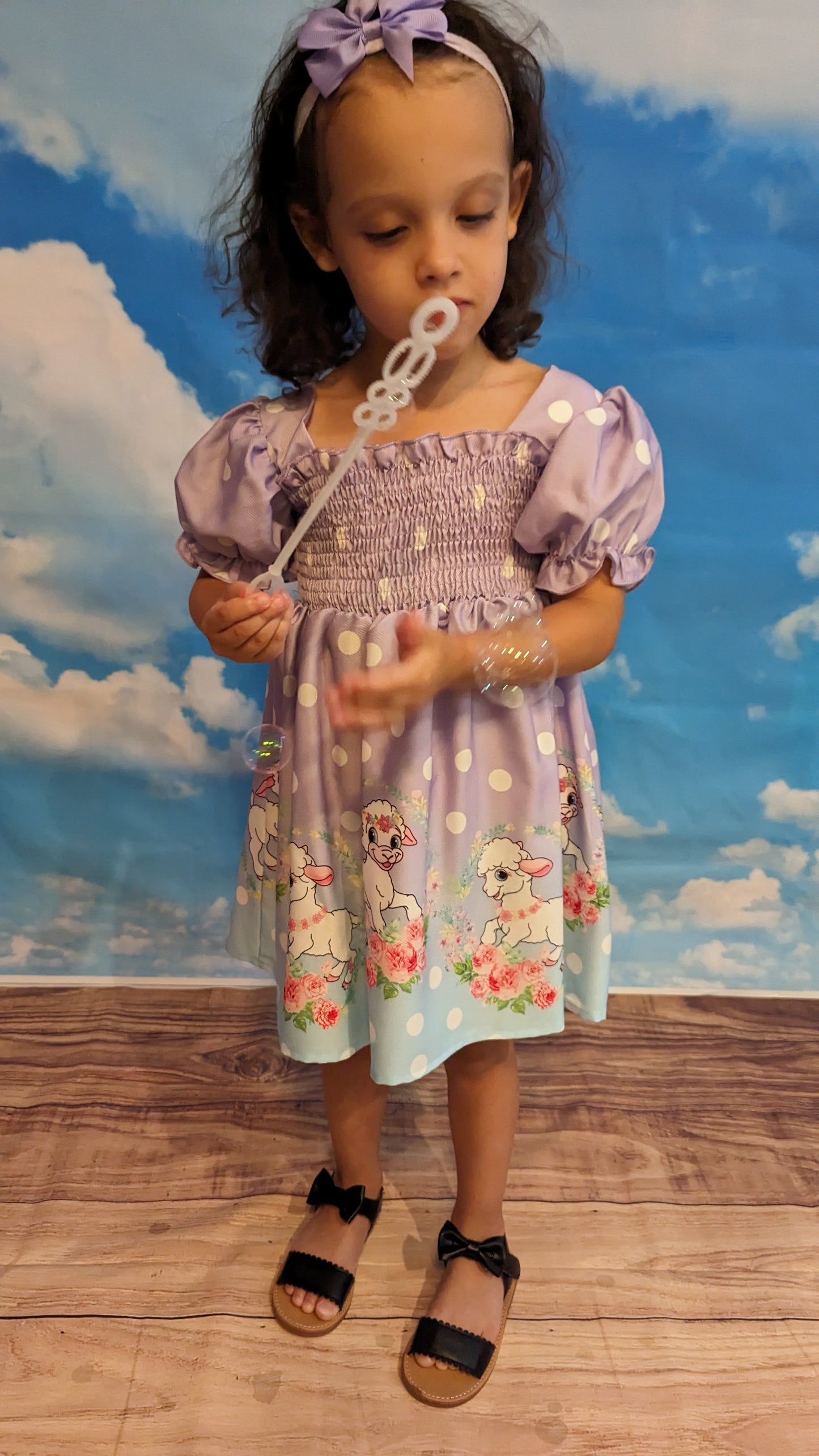 Niedliches Einhorn-Kleid mit gewebten Punkten für Mädchen