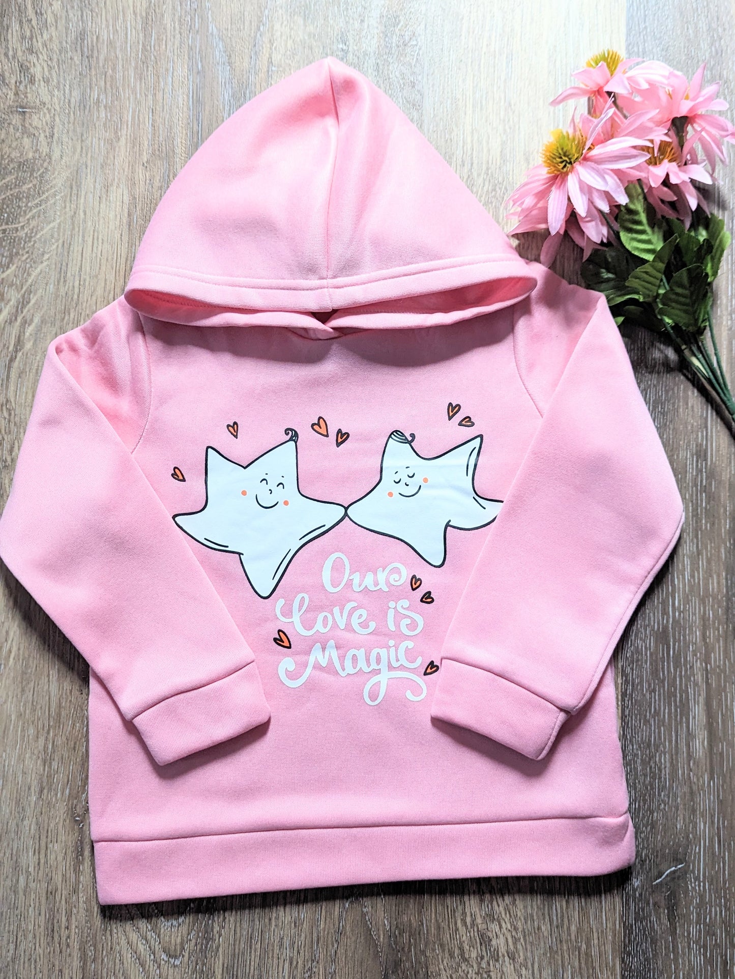 Kid Girls Star Printed Fleece Hoodie