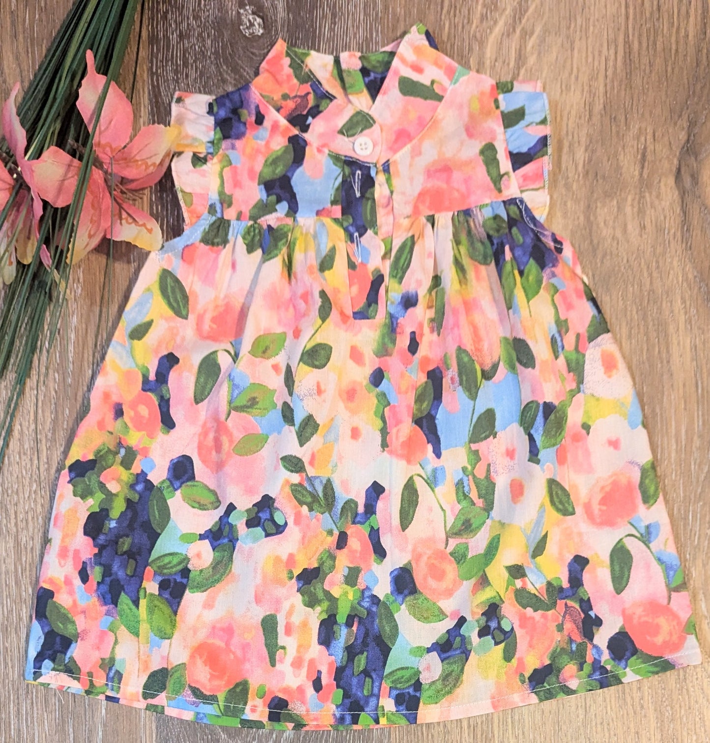 Baby Girl Cotton Flower Printed Sleeveless Dress