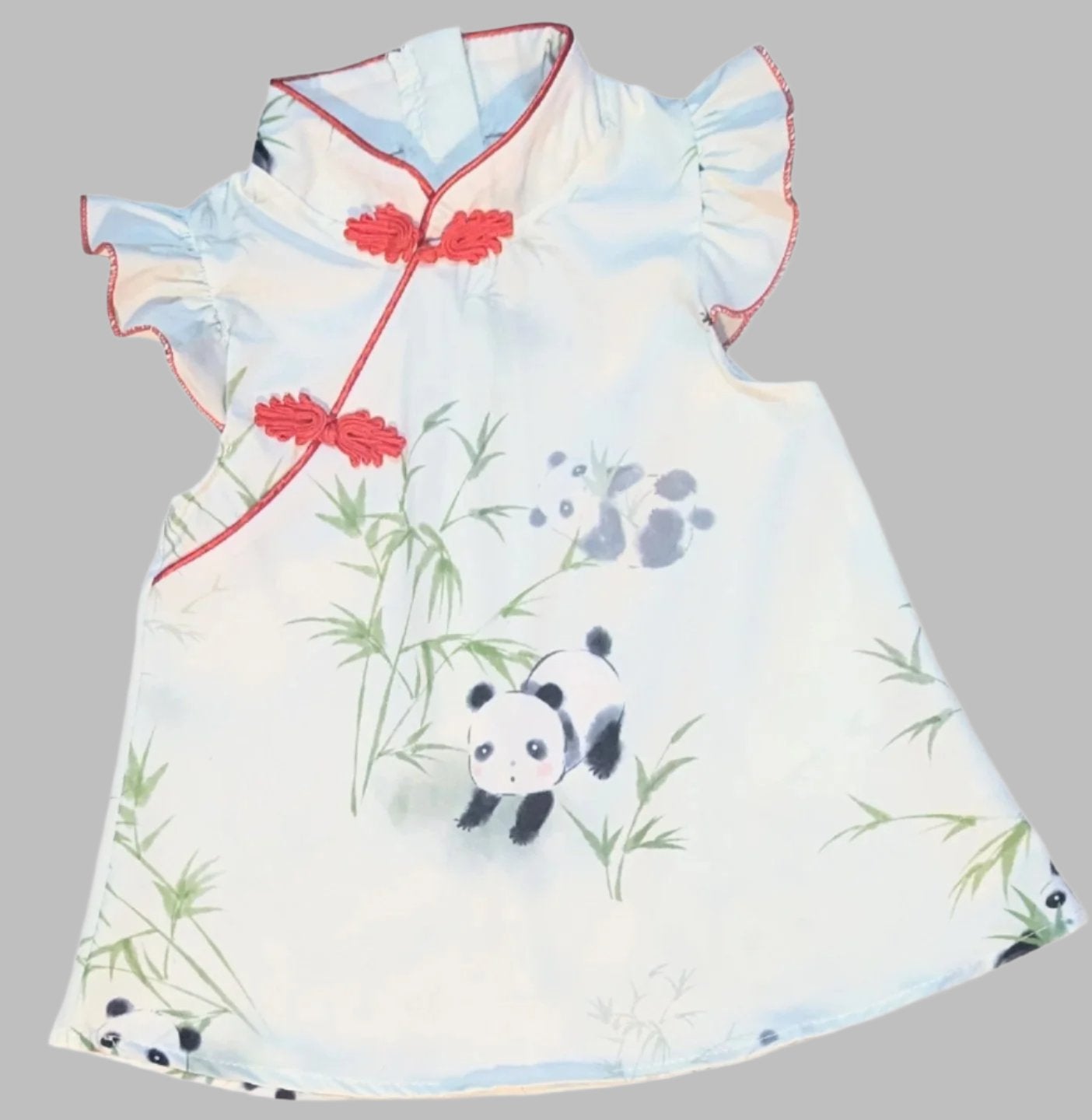 Baby Girl Cartoon Panda Printed Flying Sleeve Dress