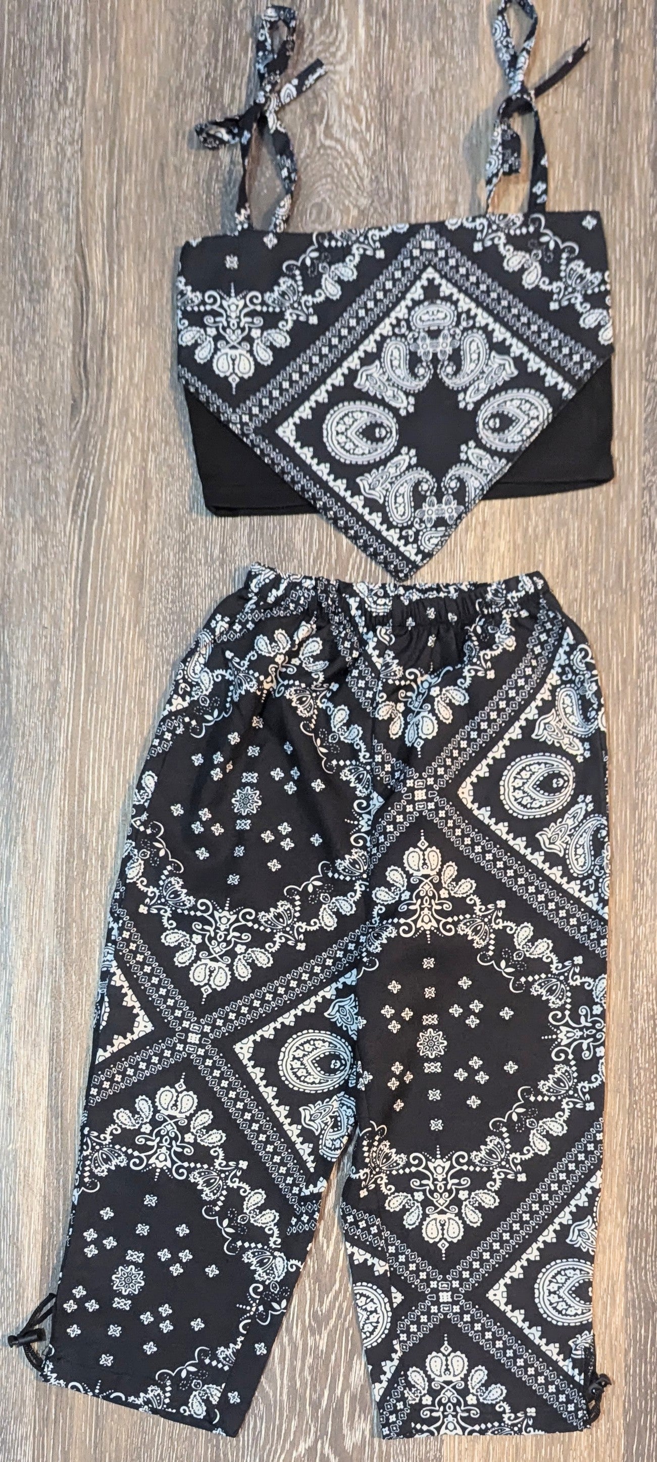 Girls Printed Scarf Top and Pants Set