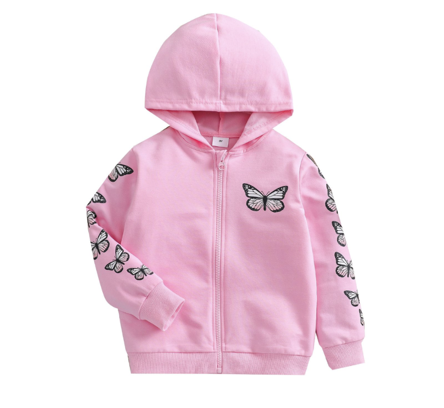 Kids Girl Pink Butterfly Jacket