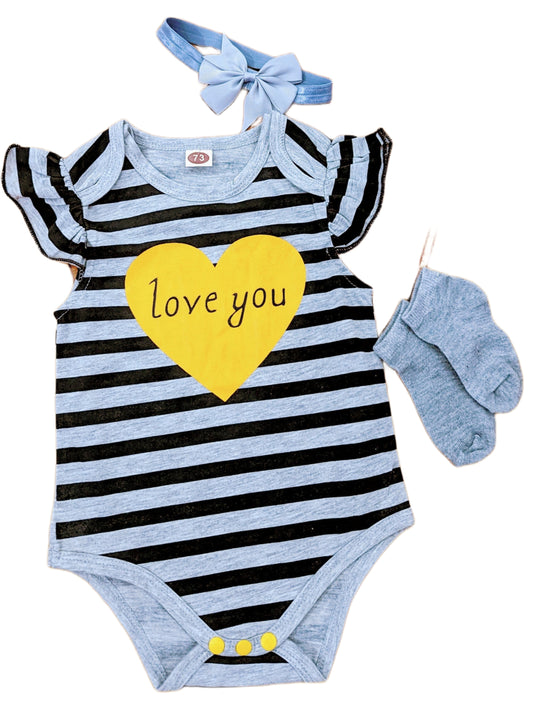 Baby Girl Gray and Black Stripe Bodysuit