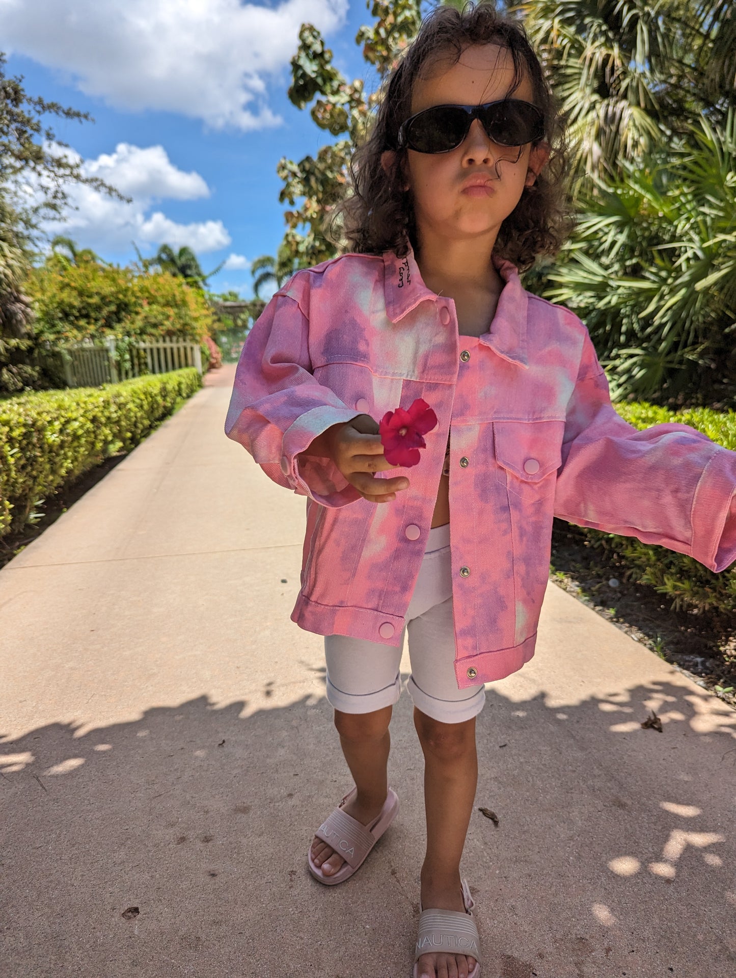 Kids Girls Pink Tie-dye Jacket