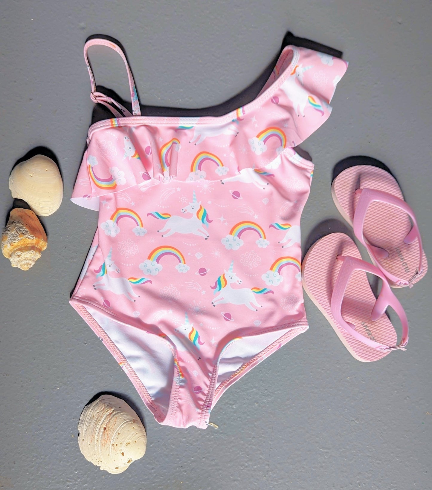 Einschulter-Einhorn-Badeanzug für Kinder und Mädchen
