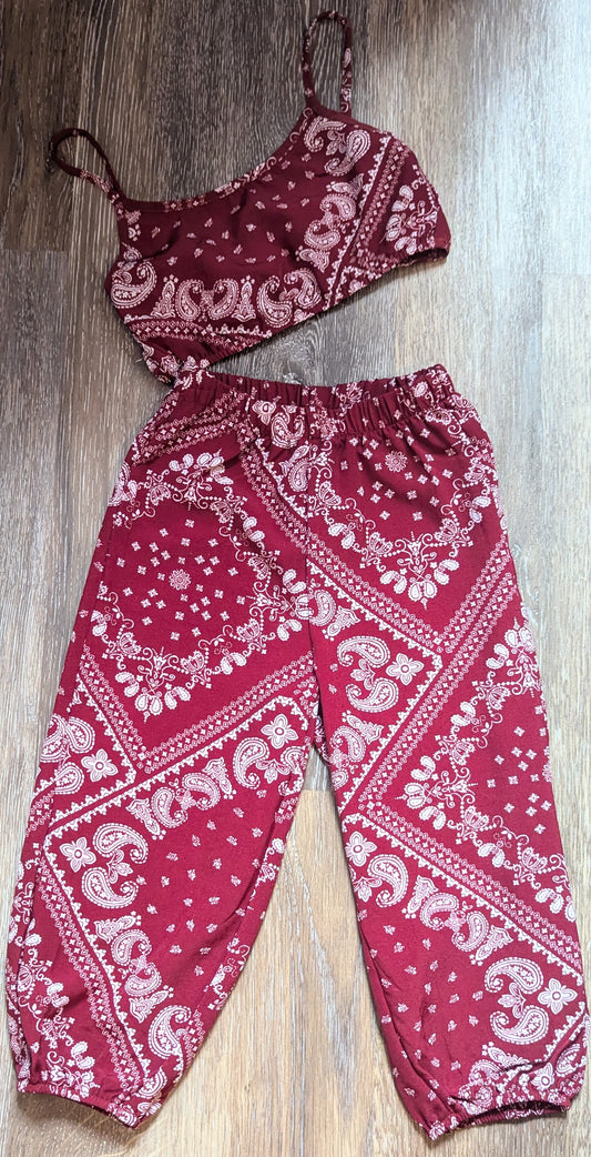 Girls Paisley Scarf Crop Cami Top & Pants Set