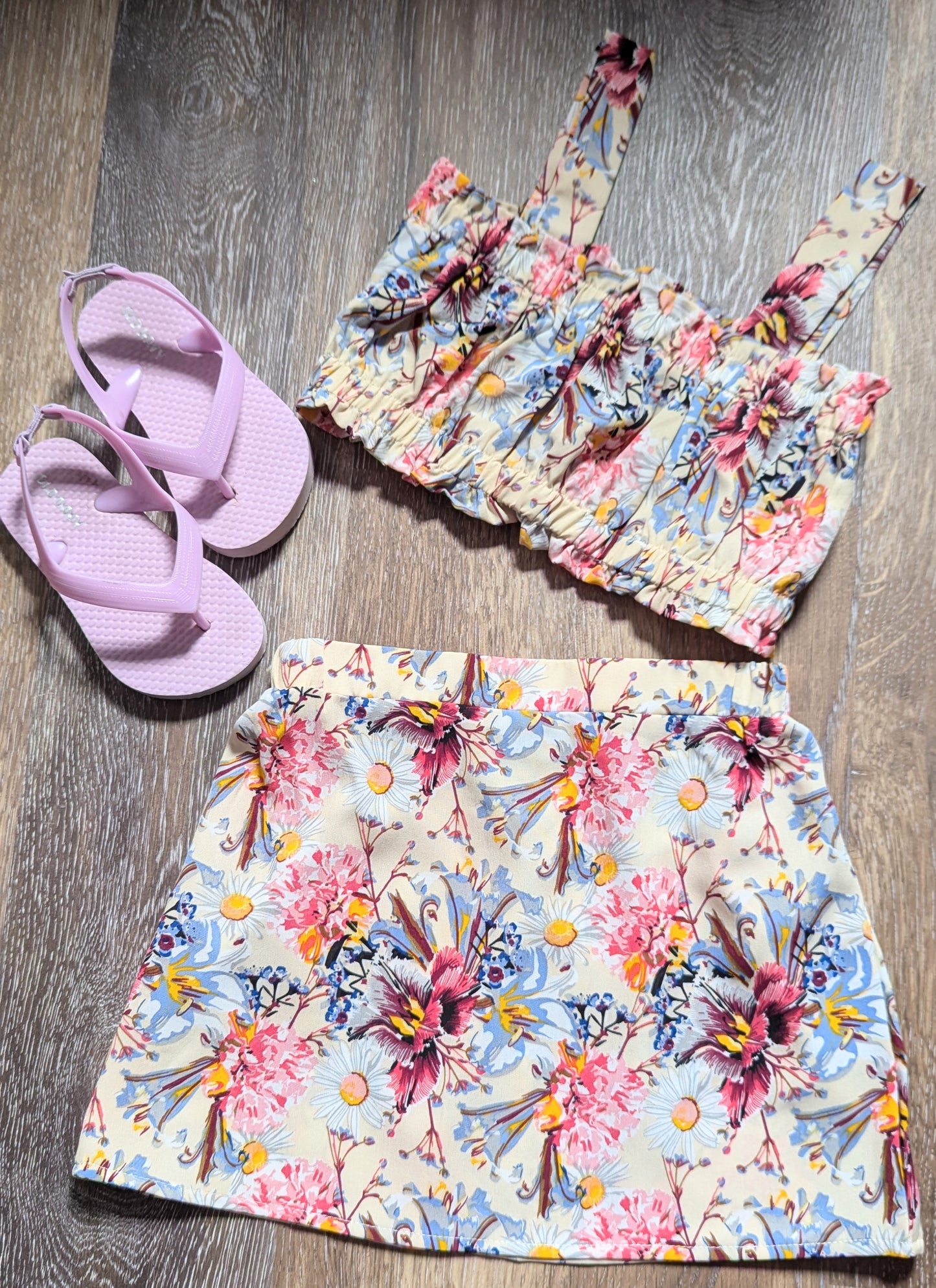 Toddler Girls Floral Print Top & Skirt Set