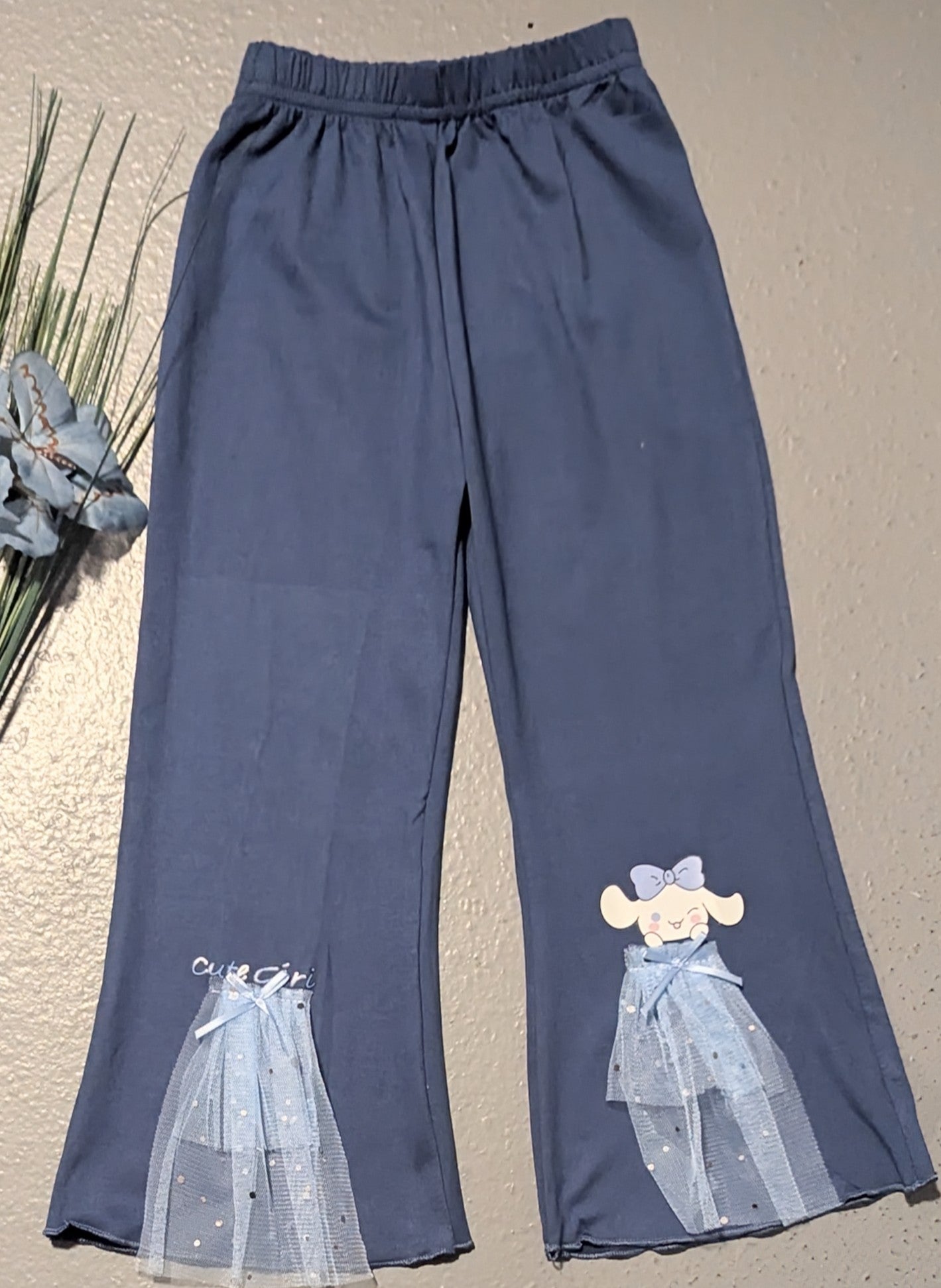 Girls Navy Blue Wide Leg Pants