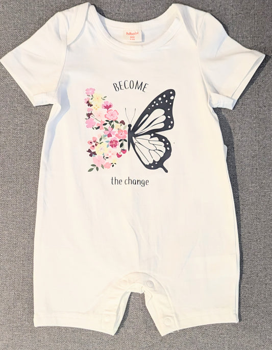 Baby Girl Cute White Butterfly Romper