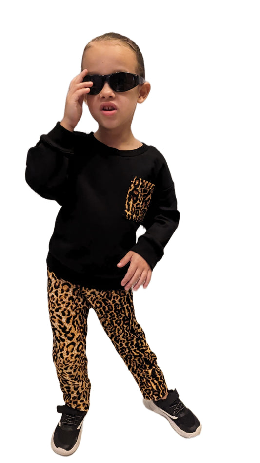 Girls Leopard Print Pullover & Leggings Set