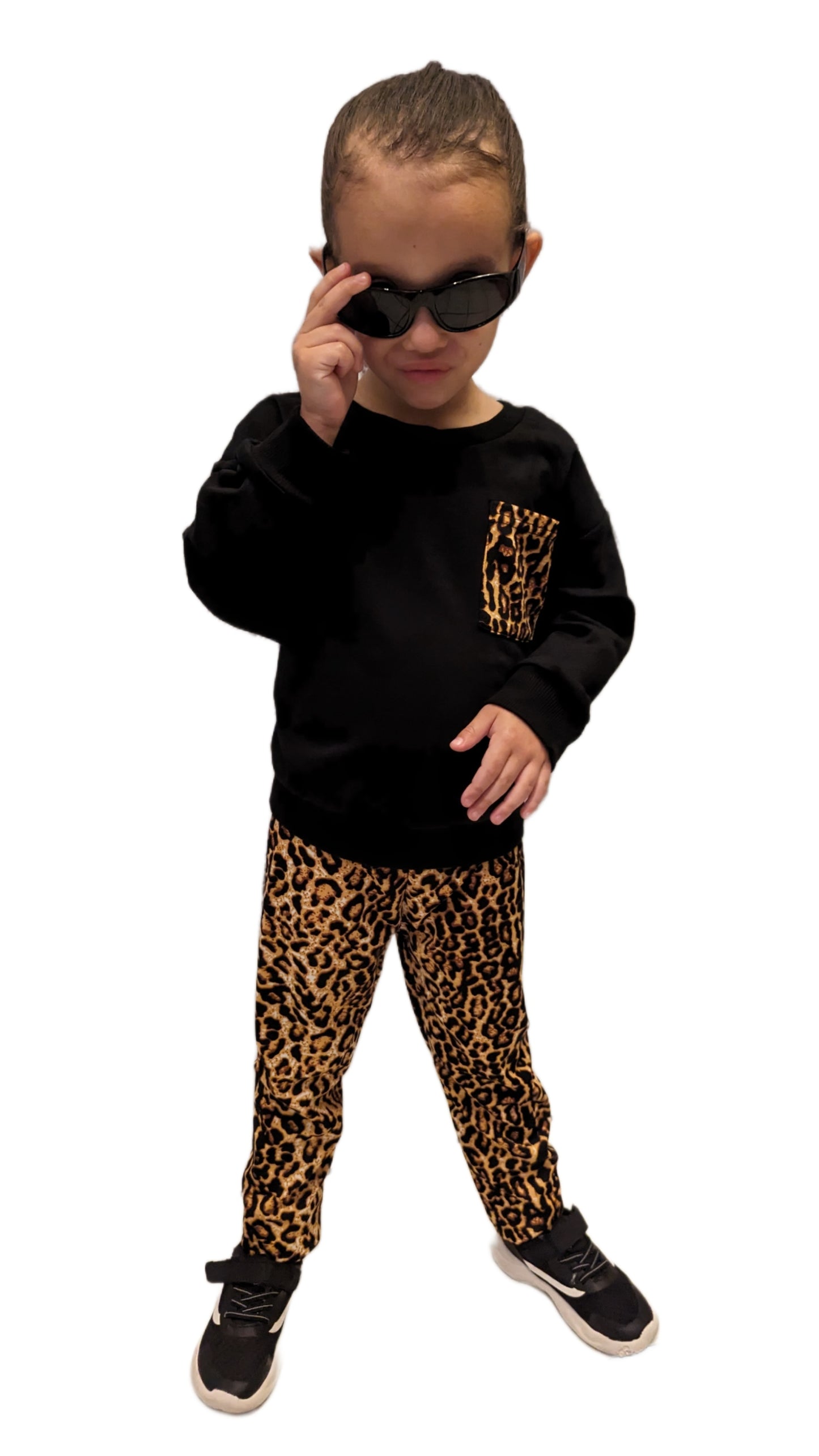 Girls Leopard Print Pullover & Leggings Set